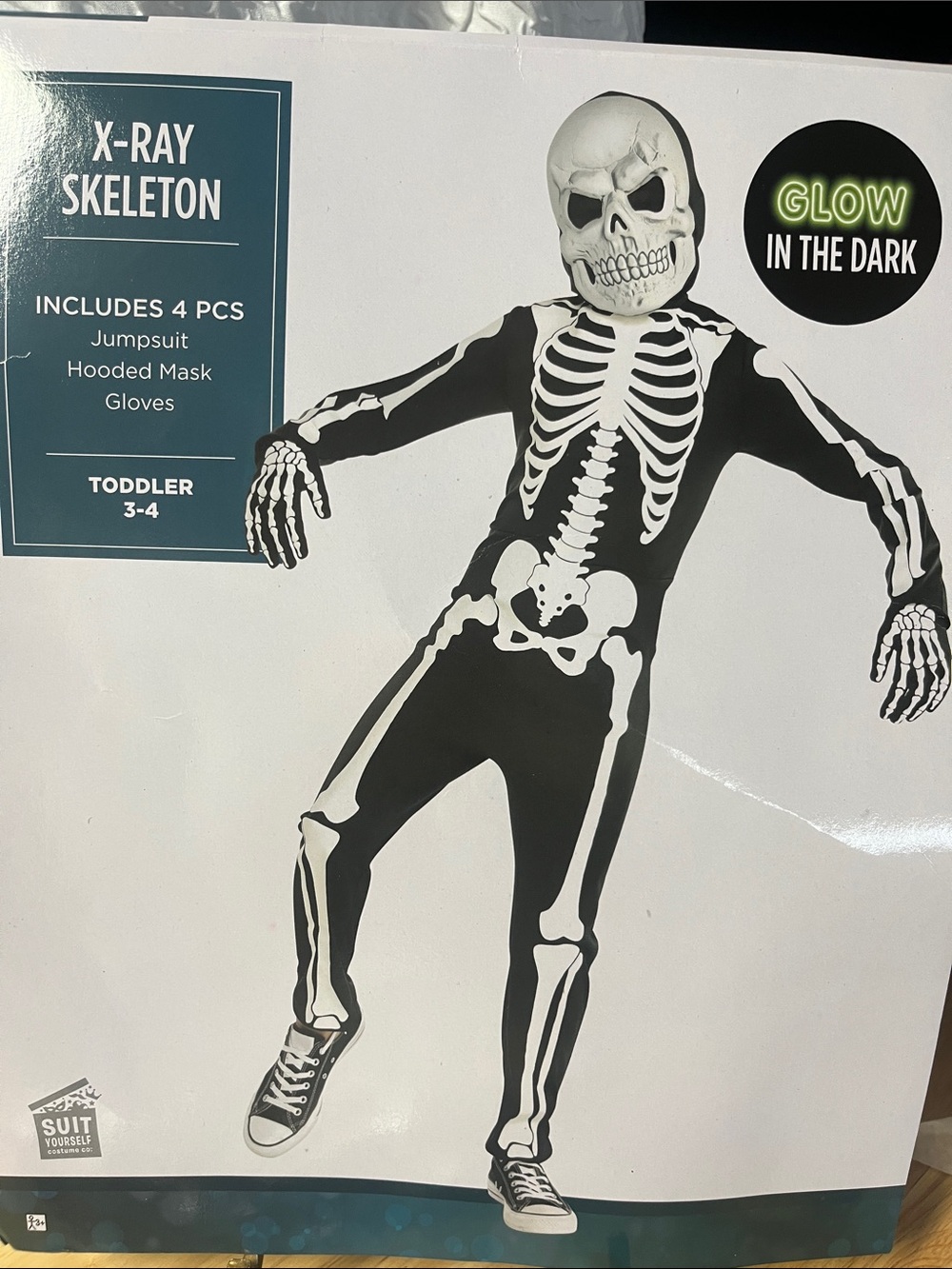 Glow-in-the-Dark X-Ray Skeleton Toddler Costume - Black & White